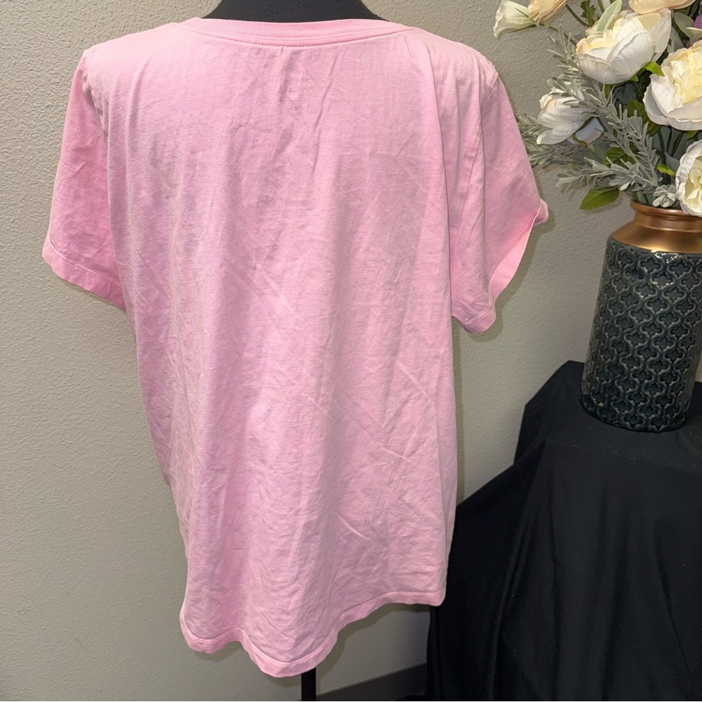 Nike Pink Floral Logo Tee Women’s 1X Short Sleeve Casual Athleisure Top - Picture 3 of 7